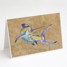 Load image into Gallery viewer, Blue Marlin Greeting Cards -  Blank Note Cards – 8-Pack of Artist-Designed Cards with Envelopes