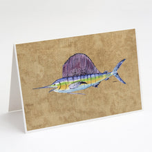 Load image into Gallery viewer, Swordfish Greeting Cards -  Blank Note Cards – 8-Pack of Artist-Designed Cards with Envelopes