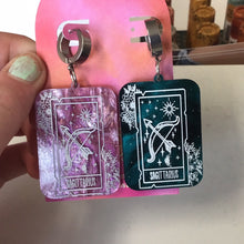 Load image into Gallery viewer, Purple Marble Zodiac Earrings