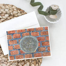 Load image into Gallery viewer, New Orleans Watermeter on Bricks Greeting Cards -  Blank Note Cards – 8-Pack of Artist-Designed Cards with Envelopes