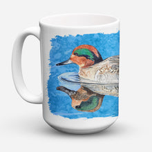 Load image into Gallery viewer, Teal Duck Dishwasher Safe Microwavable Ceramic Coffee Mug 15 ounce 8830CM15