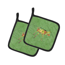 Load image into Gallery viewer, Grasshopper on Avacado Pot Holders - Set of 2 Decorative Kitchen Helpers | Made in the USA 8848PTHD