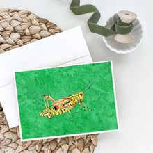 Load image into Gallery viewer, Grasshopper on Green Greeting Cards -  Blank Note Cards – 8-Pack of Artist-Designed Cards with Envelopes