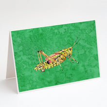 Load image into Gallery viewer, Grasshopper on Green Greeting Cards -  Blank Note Cards – 8-Pack of Artist-Designed Cards with Envelopes