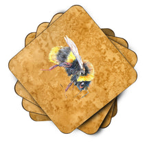 Load image into Gallery viewer, Bee on Gold Coasters - Set of 4 Lightweight Foam, Absorbent Drink Coasters
