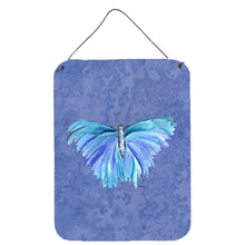 Load image into Gallery viewer, Butterfly on Slate Blue Aluminium Metal Wall or Door Hanging Prints