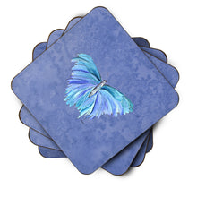 Load image into Gallery viewer, Butterfly on Slate Blue Coasters - Set of 4 Lightweight Foam, Absorbent Drink Coasters