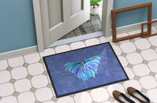Load image into Gallery viewer, Butterfly on Slate Blue Doormat - 24x36 Decorative Floor Mat – Indoor/Outdoor Rug