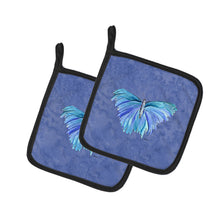 Load image into Gallery viewer, Butterfly on Slate Blue Pot Holders - Set of 2 Decorative Kitchen Helpers | Made in the USA 8855PTHD