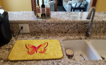 Load image into Gallery viewer, Butterfly on Yellow Dish Drying Mat – Absorbent, Artistic Kitchen Essentials 8857DDM
