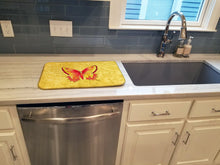 Load image into Gallery viewer, Butterfly on Yellow Dish Drying Mat – Absorbent, Artistic Kitchen Essentials 8857DDM