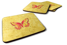 Load image into Gallery viewer, Butterfly on Yellow Coasters - Set of 4 Lightweight Foam, Absorbent Drink Coasters