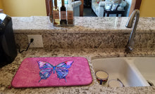 Load image into Gallery viewer, Butterfly on Pink Dish Drying Mat – Absorbent, Artistic Kitchen Essentials 8859DDM