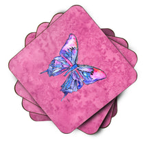 Load image into Gallery viewer, Butterfly on Pink Coasters - Set of 4 Lightweight Foam, Absorbent Drink Coasters