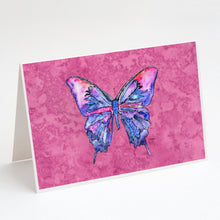 Load image into Gallery viewer, Butterfly on Pink Greeting Cards -  Blank Note Cards – 8-Pack of Artist-Designed Cards with Envelopes