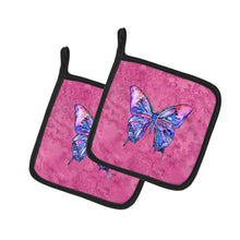 Load image into Gallery viewer, Butterfly on Pink Pot Holders - Set of 2 Decorative Kitchen Helpers | Made in the USA 8859PTHD