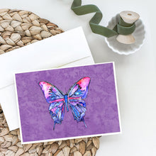 Load image into Gallery viewer, Butterfly on Purple Greeting Cards -  Blank Note Cards – 8-Pack of Artist-Designed Cards with Envelopes