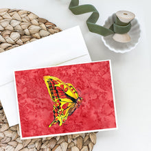 Load image into Gallery viewer, Butterfly on Red Greeting Cards -  Blank Note Cards – 8-Pack of Artist-Designed Cards with Envelopes