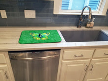Load image into Gallery viewer, Butterfly Green on Green Dish Drying Mat – Absorbent, Artistic Kitchen Essentials 8863DDM