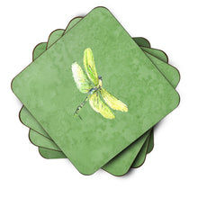 Load image into Gallery viewer, Dragonfly on Avacado Coasters - Set of 4 Lightweight Foam, Absorbent Drink Coasters