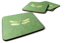 Load image into Gallery viewer, Dragonfly on Avacado Coasters - Set of 4 Lightweight Foam, Absorbent Drink Coasters