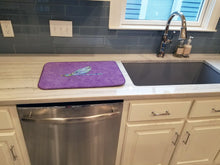 Load image into Gallery viewer, Dragonfly on Purple Dish Drying Mat – Absorbent, Artistic Kitchen Essentials 8865DDM