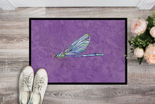 Load image into Gallery viewer, Dragonfly on Purple Doormat - 24x36 Decorative Floor Mat – Indoor/Outdoor Rug