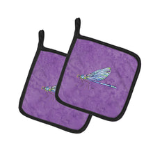 Load image into Gallery viewer, Dragonfly on Purple Pot Holders - Set of 2 Decorative Kitchen Helpers | Made in the USA 8865PTHD
