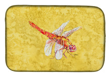 Load image into Gallery viewer, Dragonfly on Yellow Dish Drying Mat – Absorbent, Artistic Kitchen Essentials 8866DDM