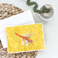 Load image into Gallery viewer, Dragonfly on Yellow Greeting Cards -  Blank Note Cards – 8-Pack of Artist-Designed Cards with Envelopes