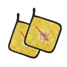 Load image into Gallery viewer, Dragonfly on Yellow Pot Holders - Set of 2 Decorative Kitchen Helpers | Made in the USA 8866PTHD
