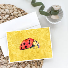 Load image into Gallery viewer, Lady Bug on Yellow Greeting Cards -  Blank Note Cards – 8-Pack of Artist-Designed Cards with Envelopes