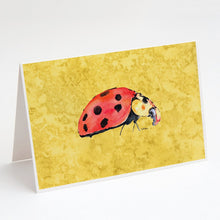 Load image into Gallery viewer, Lady Bug on Yellow Greeting Cards -  Blank Note Cards – 8-Pack of Artist-Designed Cards with Envelopes