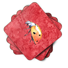 Load image into Gallery viewer, Lady Bug on Red Coasters - Set of 4 Lightweight Foam, Absorbent Drink Coasters