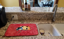 Load image into Gallery viewer, Lady Bug on Red Dish Drying Mat – Absorbent, Artistic Kitchen Essentials 8869DDM