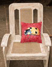 Load image into Gallery viewer, Lady Bug on Red   Canvas Throw Pillow - 14x14 Decorative Pillow – Art for Your Home &amp; Patio