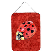 Load image into Gallery viewer, Lady Bug on Deep Red Aluminium Metal Wall or Door Hanging Prints