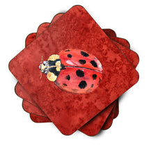 Load image into Gallery viewer, Lady Bug on Deep Red Coasters - Set of 4 Lightweight Foam, Absorbent Drink Coasters