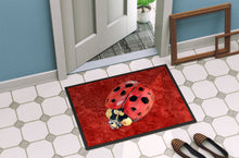 Load image into Gallery viewer, Lady Bug on Deep Red Doormat - 24x36 Decorative Floor Mat – Indoor/Outdoor Rug