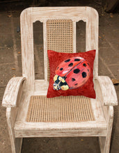 Load image into Gallery viewer, Lady Bug on Deep Red   Canvas Throw Pillow - 14x14 Decorative Pillow – Art for Your Home &amp; Patio