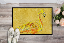Load image into Gallery viewer, Flamingo on Yellow Doormat - 24x36 Decorative Floor Mat – Indoor/Outdoor Rug