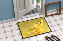 Load image into Gallery viewer, Flamingo on Yellow Doormat - 24x36 Decorative Floor Mat – Indoor/Outdoor Rug