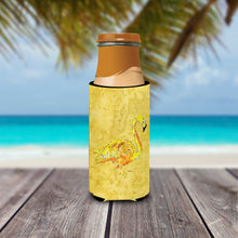 Load image into Gallery viewer, Flamingo on Yellow Slim Can Hugger – Fun &amp; Functional Drink Coolers 8872MUK