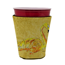 Load image into Gallery viewer, Flamingo on Yellow Cup Hugger - Reusable Party Cup Sleeve with Personality