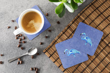 Load image into Gallery viewer, Flamingo On Slate Blue Coasters - Set of 4 Lightweight Foam, Absorbent Drink Coasters