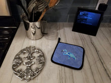Load image into Gallery viewer, Flamingo On Slate Blue Pot Holders - Set of 2 Decorative Kitchen Helpers | Made in the USA 8873PTHD