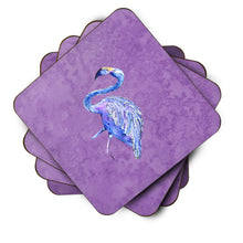 Load image into Gallery viewer, Flamingo on Purple Coasters - Set of 4 Lightweight Foam, Absorbent Drink Coasters