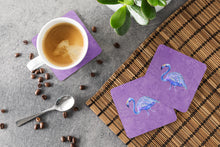 Load image into Gallery viewer, Flamingo on Purple Coasters - Set of 4 Lightweight Foam, Absorbent Drink Coasters