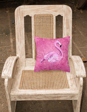 Load image into Gallery viewer, Flamingo on Pink   Canvas Throw Pillow - 14x14 Decorative Pillow – Art for Your Home &amp; Patio