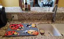 Load image into Gallery viewer, Lady Bug Multiple Dish Drying Mat – Absorbent, Artistic Kitchen Essentials 8876DDM